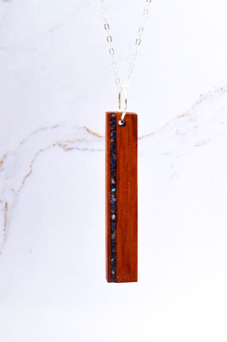 Drop Stone Inlay Bar Necklace - PRW Made - Jewelry