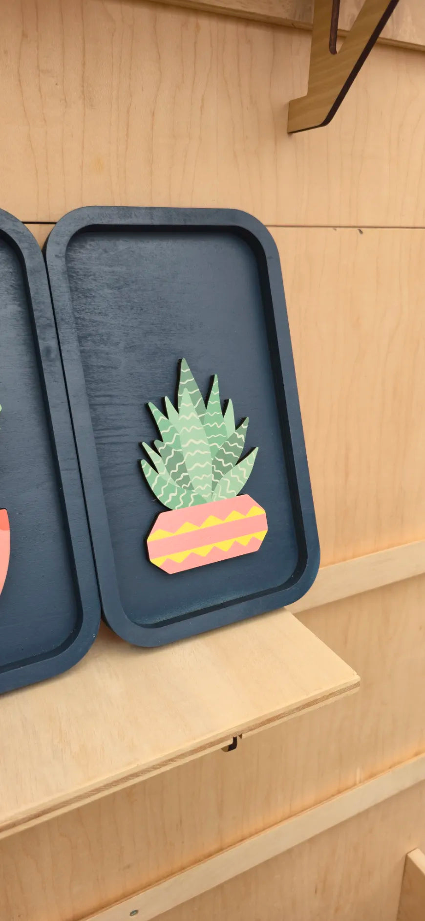 4 Panel Succulent Wall Art - close-up of agave panel