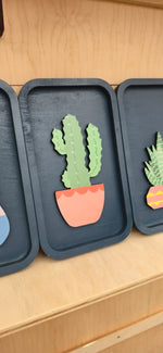 4 Panel Succulent Wall Art - close-up of cactus panel