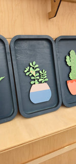 4 Panel Succulent Wall Art - close-up of zz plant panel