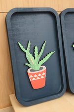 4 Panel Succulent Wall Art - close-up of aloe panel