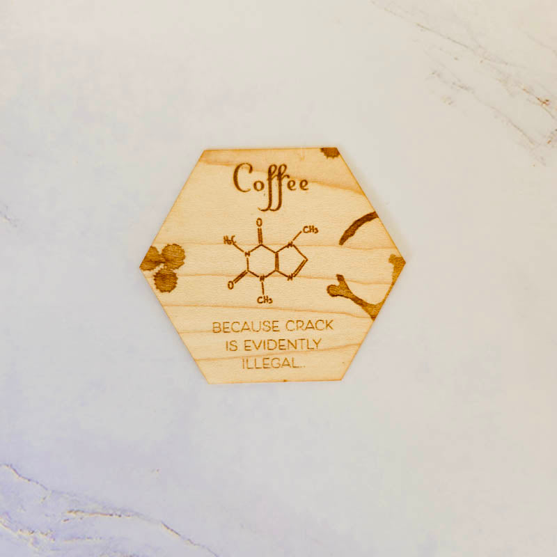 Wood Sticker Coffee Molecule Hex | Maple Cherry Hickory