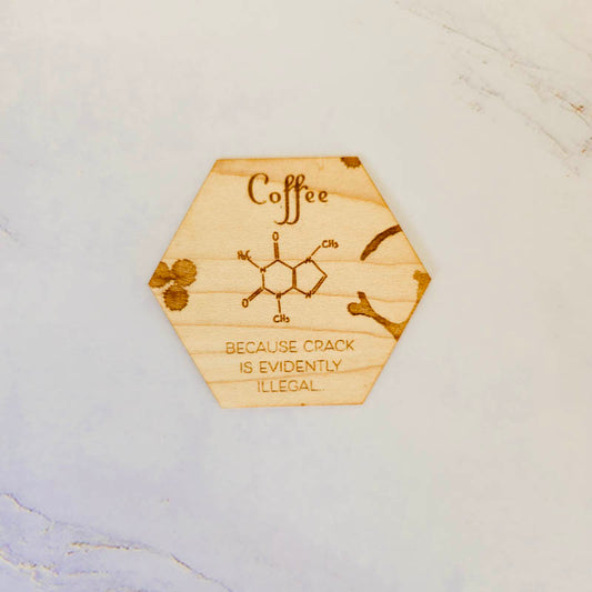 Wood Sticker Coffee Molecule Hex | Maple Cherry Hickory