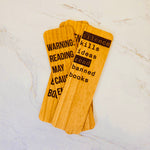 Sixteen-piece wooden bookmark counter display in assorted hardwoods, handmade in Ohio by PRWMade
