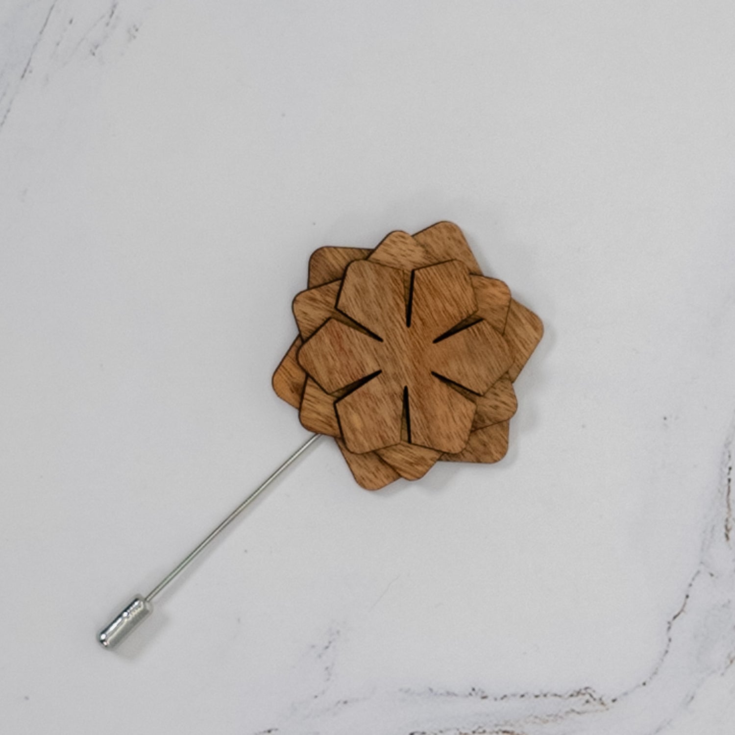 Wood Brooch | Layered Dahlia Rosette