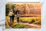 Family Walk photo printed on 11x14 Baltic birch panel (5x7 sample shown)