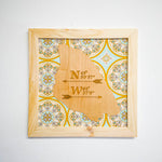 Personalized coordinates wall art with laser-engraved latitude and longitude on hand-cut wood frame