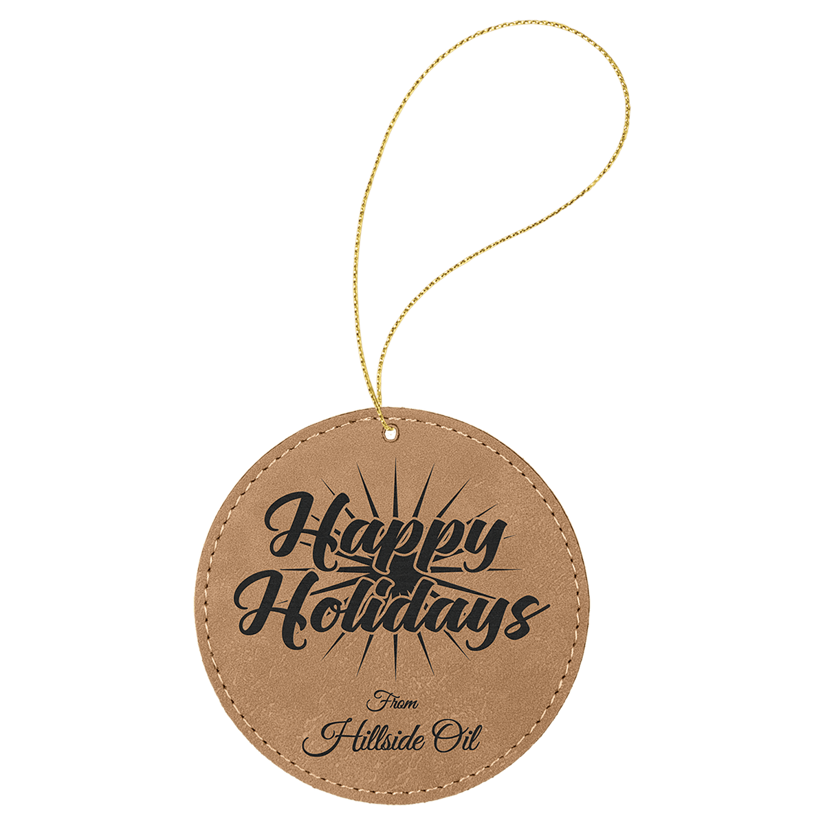 Laserable Leatherette Round Ornament with String