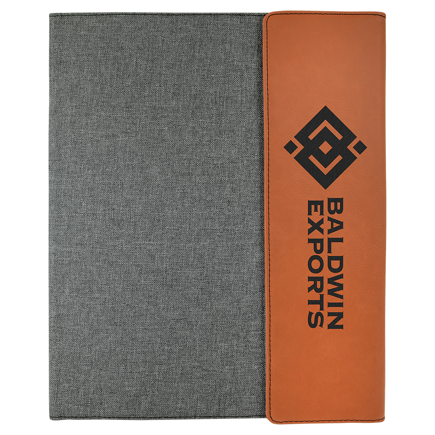 9 1/2" x 12" Laserable Leatherette / Gray Canvas Portfolio with Notepad