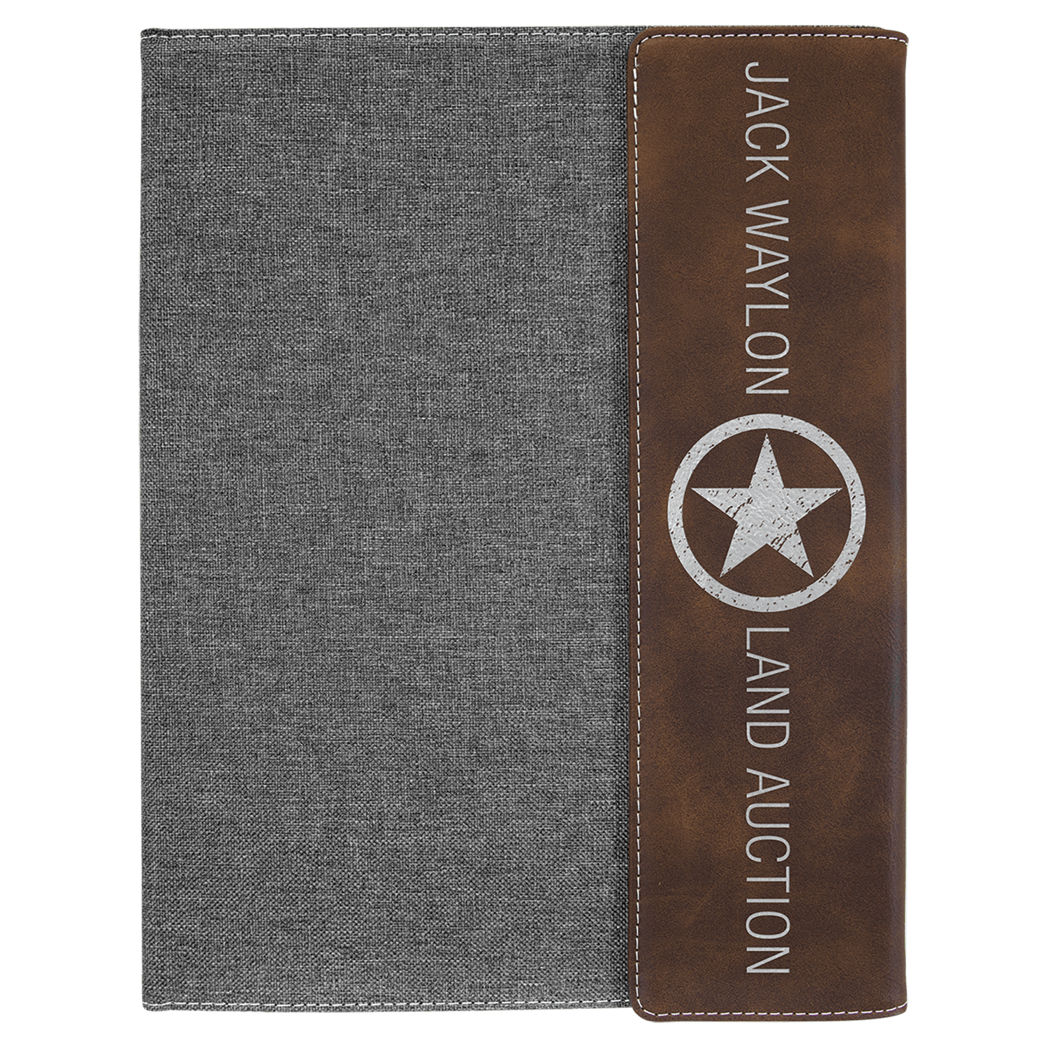 9 1/2" x 12" Laserable Leatherette / Gray Canvas Portfolio with Notepad