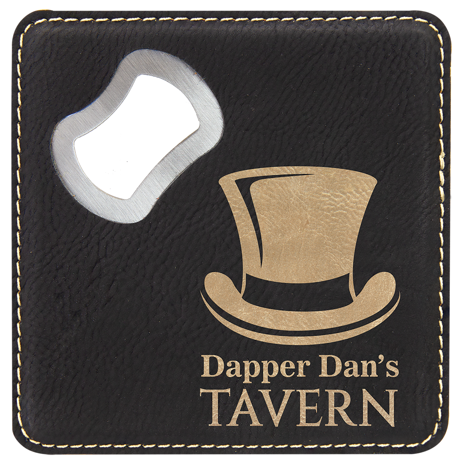 4" x 4" Laserable Leatherette Bottle Opener Coaster