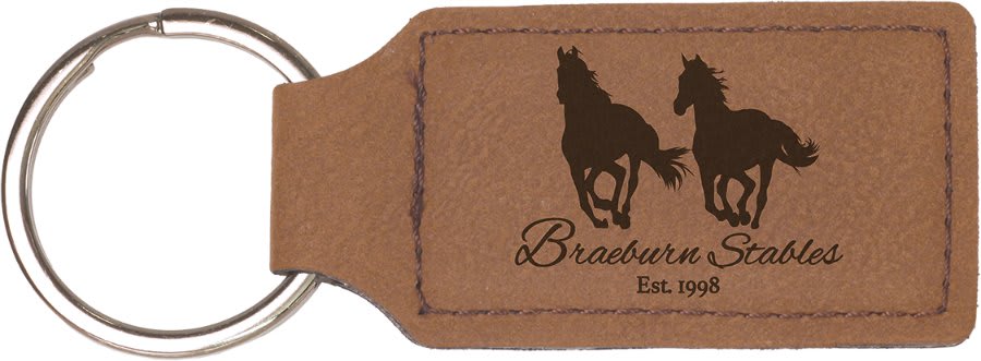 2 3/4" x 1 1/4" Laserable Leatherette Rectangle Keychain