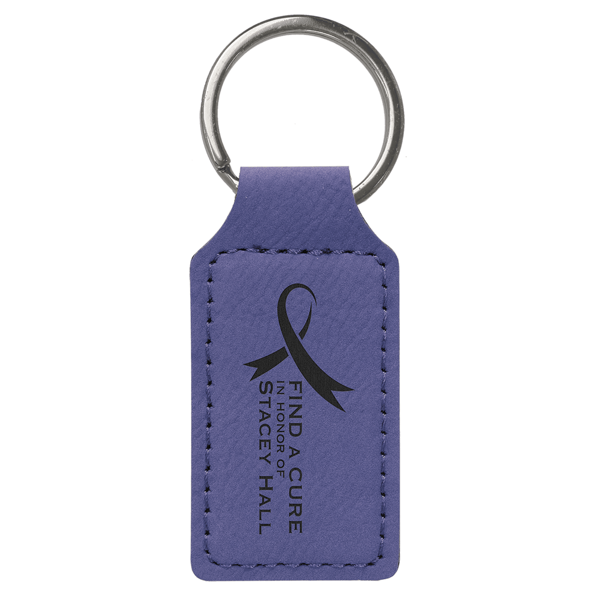 2 3/4" x 1 1/4" Purple Laserable Leatherette Rectangle Keychain