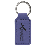 2 3/4" x 1 1/4" Purple Laserable Leatherette Rectangle Keychain