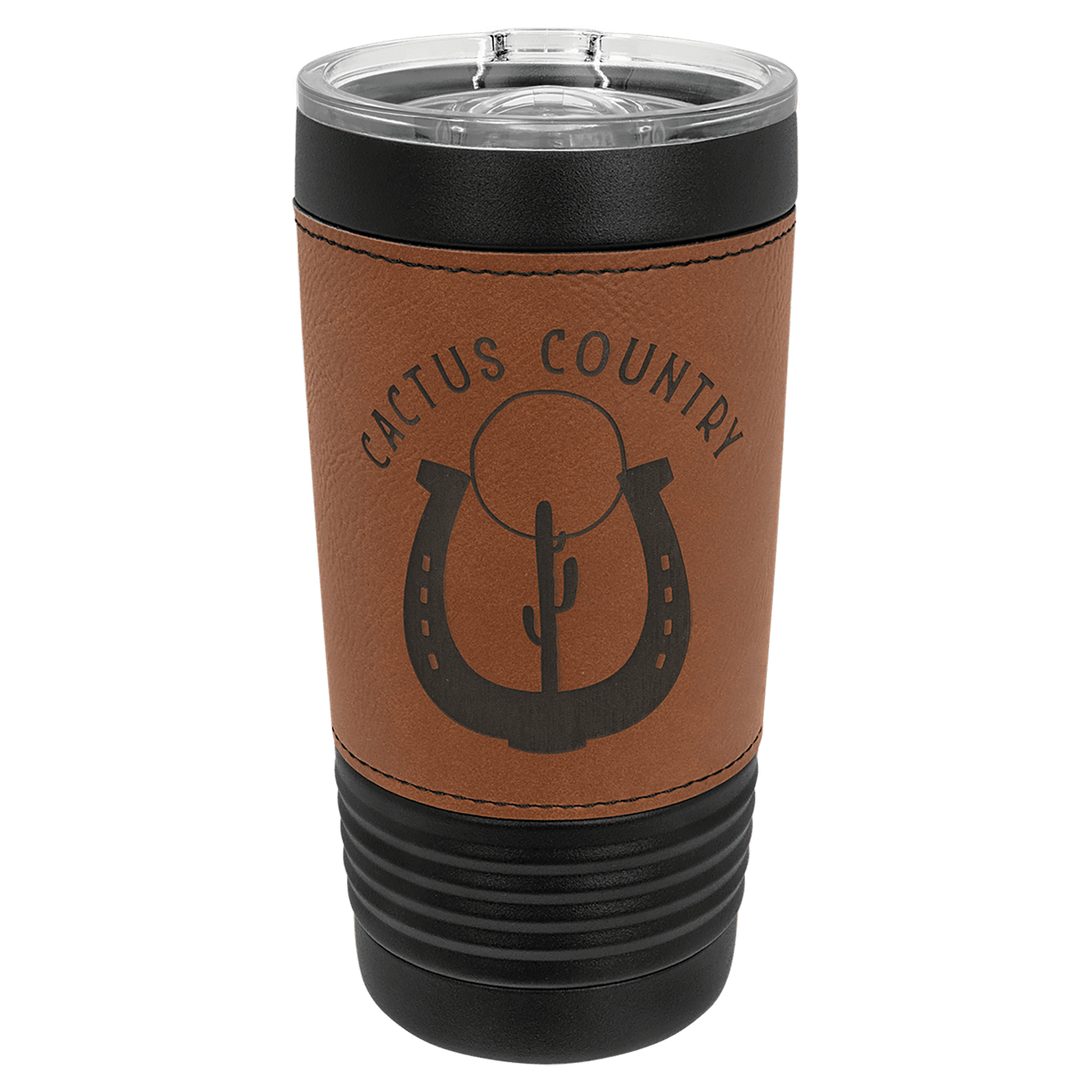 Polar Camel 20 oz. Black with Rawhide Leatherette Tumbler with Slider Lid