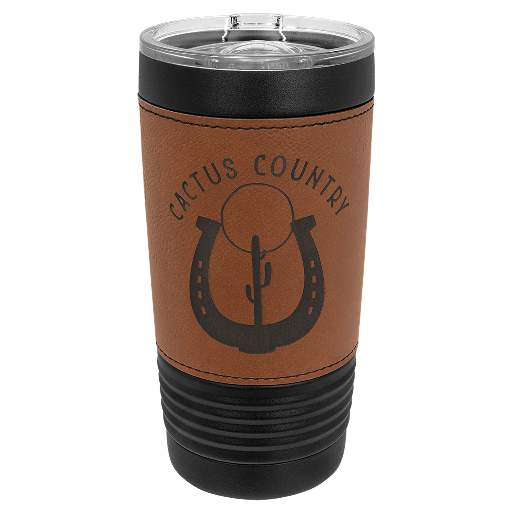 Polar Camel 20 oz. Black with Rawhide Leatherette Tumbler with Slider Lid