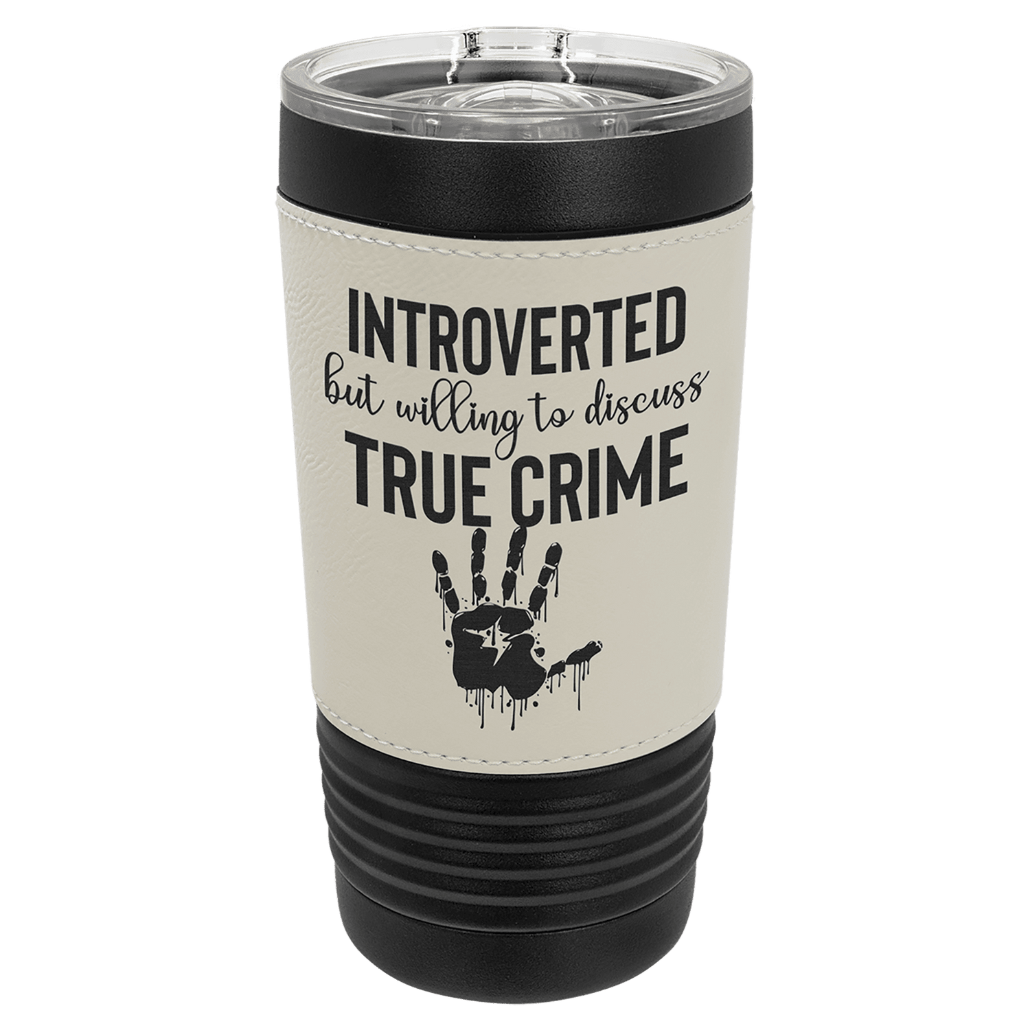 Polar Camel 20 oz. Black Leatherette Tumbler with Slider Lid