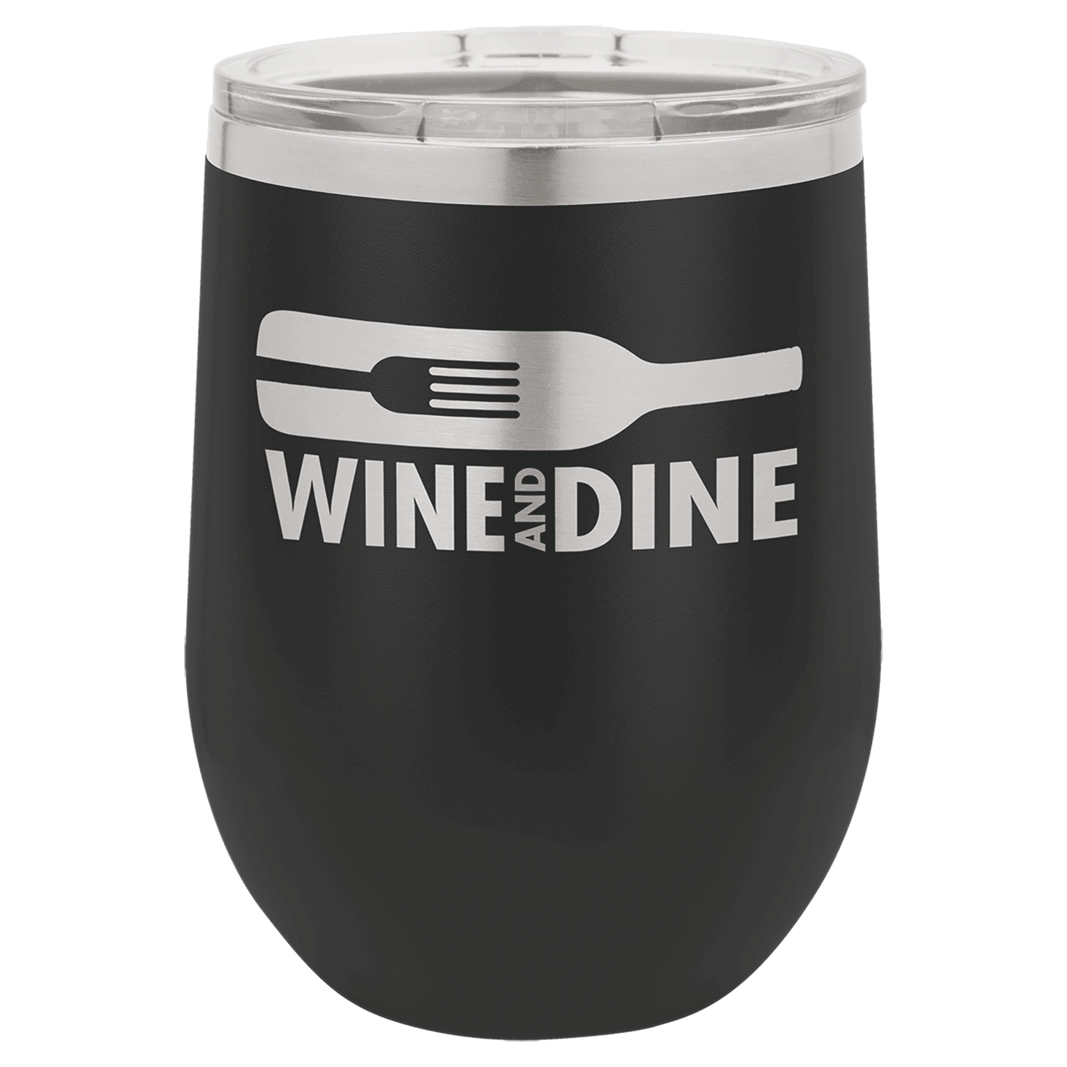 Polar Camel 12 oz. Black Stemless Wine Tumbler with Standard Lid