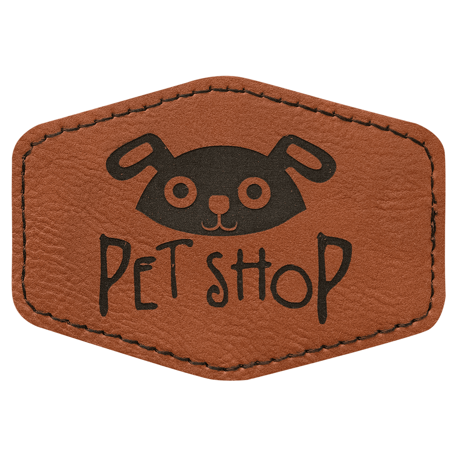 3 1/2" x 2 1/2" Hex Laserable Leatherette Patch with Adhesive