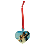 3" Heart Sublimatable Acrylic Ornament with Red Ribbon