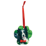 3 3/4" x 3 1/2" Paw Sublimatable Acrylic Ornament with Red Ribbon