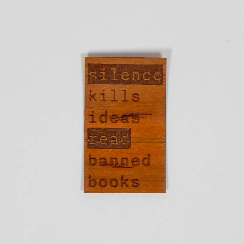 Wood Sticker | Read banned books - typewriter