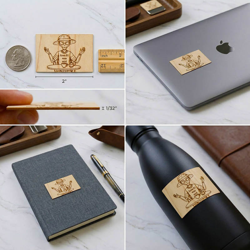 Wood Sticker Coffee Molecule Hex | Maple Cherry Hickory