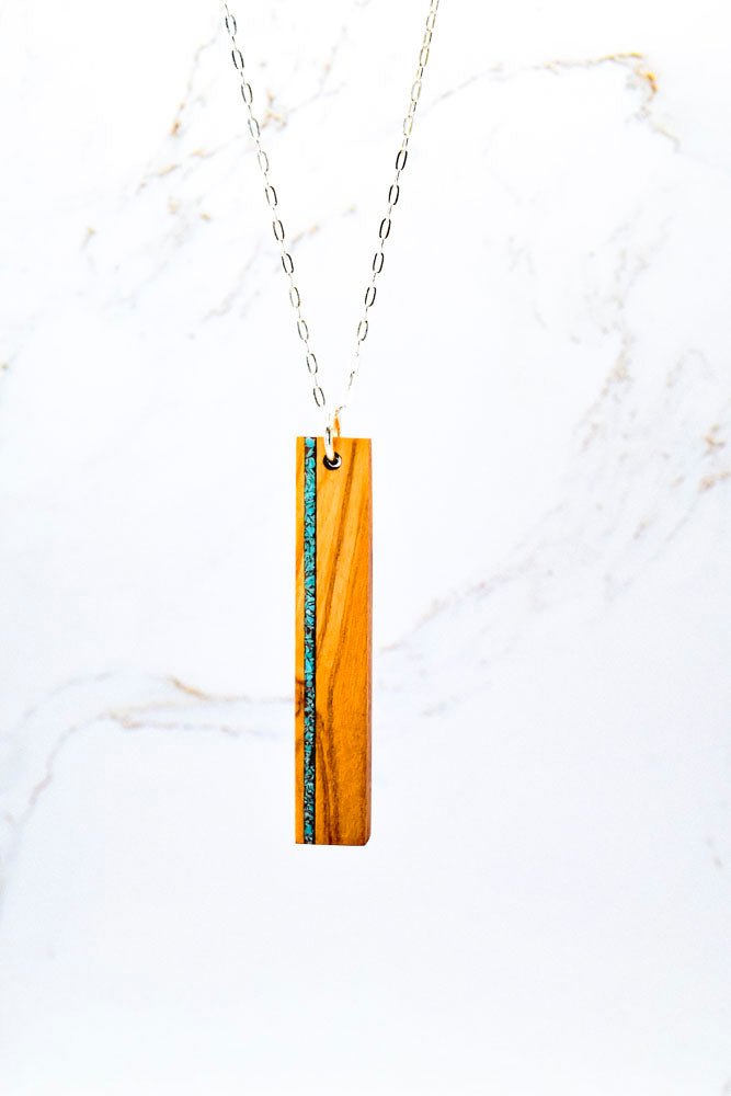 Drop Stone Inlay Bar Necklace - PRW Made - Jewelry