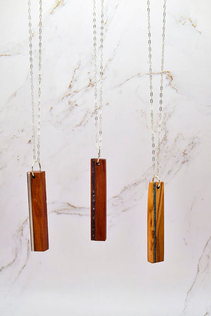 Drop Stone Inlay Bar Necklace - PRW Made - Jewelry