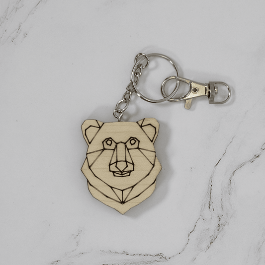 Geometric Bear Wood Keychain - PRW Made - Keychains