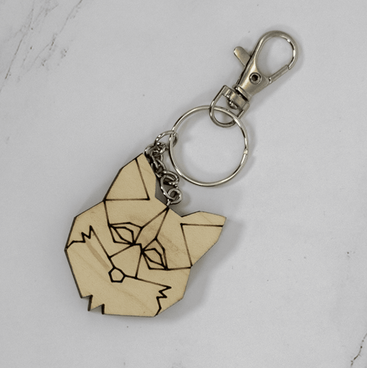 Geometric Fox Wood Keychain - PRW Made - Keychains
