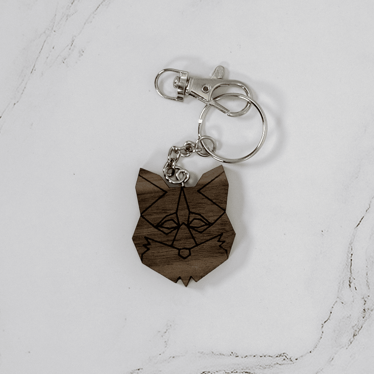 Geometric Fox Wood Keychain - PRW Made - Keychains