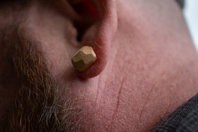 Geometric Wood Stud Earrings – Sterling Posts, ½″ faceted - PRW Made - Earrings