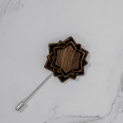 Handcrafted Wooden Brooch Lapel Pin - PRW Made - Brooch
