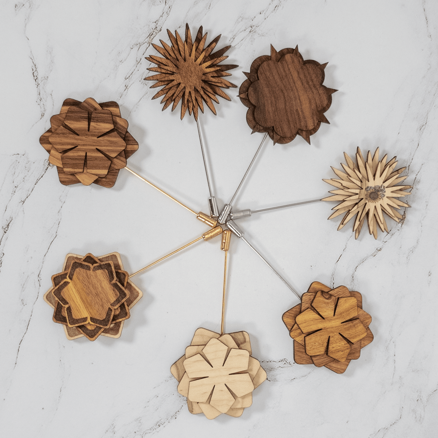 Handcrafted Wooden Brooch Lapel Pin - PRW Made - Brooch