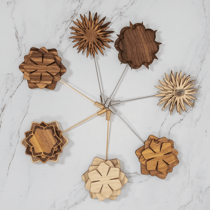 Handcrafted Wooden Brooch Lapel Pin - PRW Made - Brooch