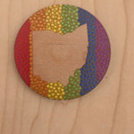Ohio Rainbow Pride Border cherry wood magnet sample from Ohio wholesale pack