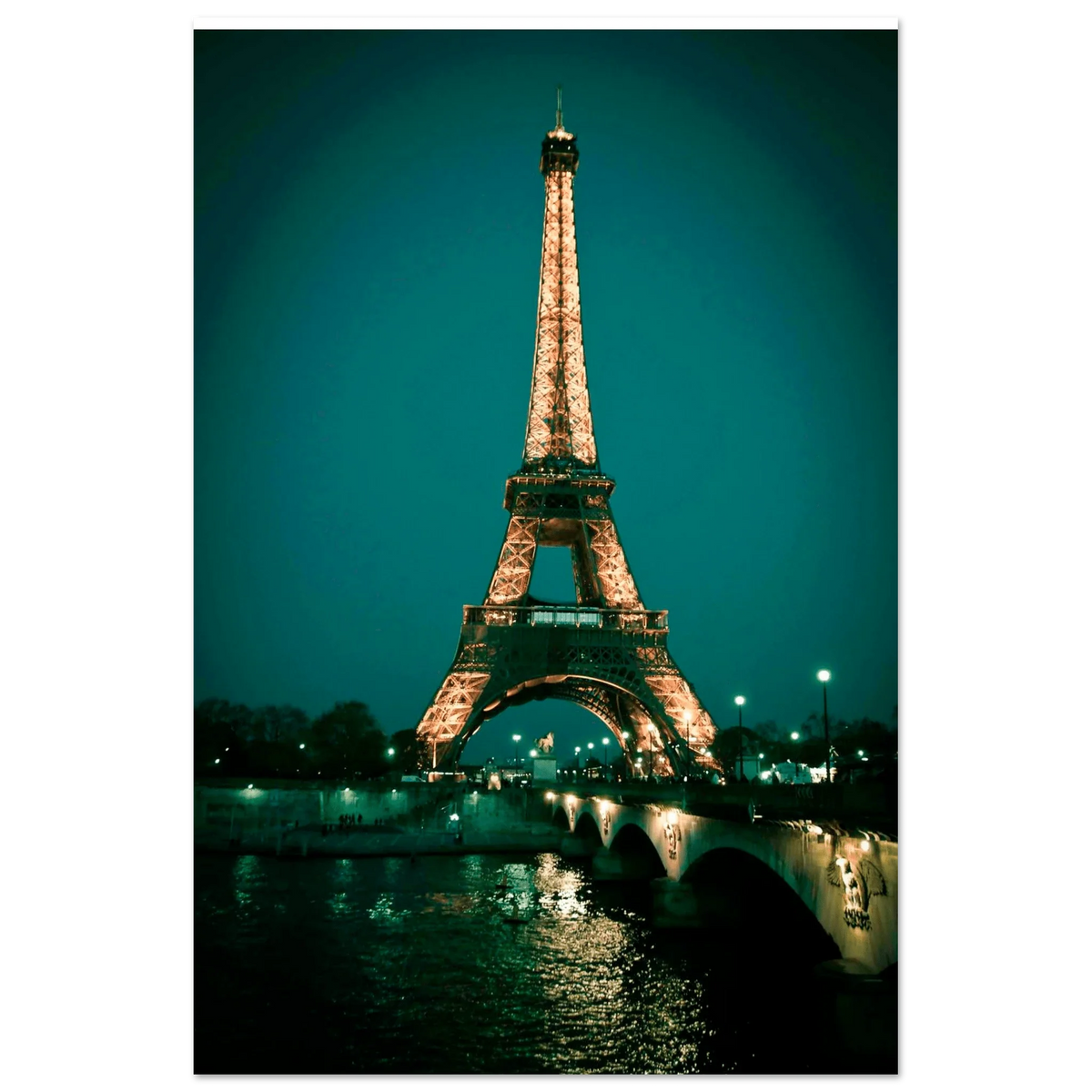 Paris Lights aluminum print detail, metallic finish with warm city glow