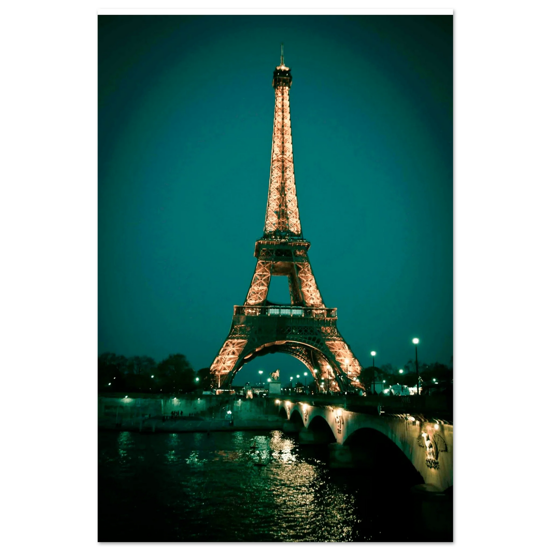 Paris Lights aluminum print detail, metallic finish with warm city glow