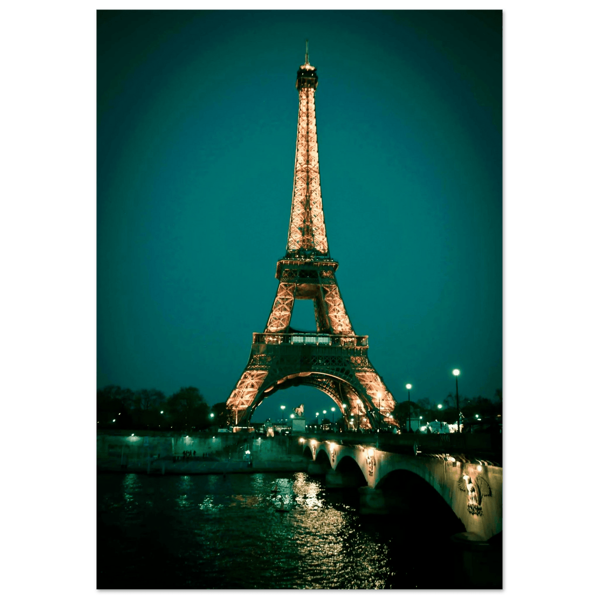 Paris Lights aluminum print, city night photography on brushed aluminum, 8x12 and 12x18 sizes