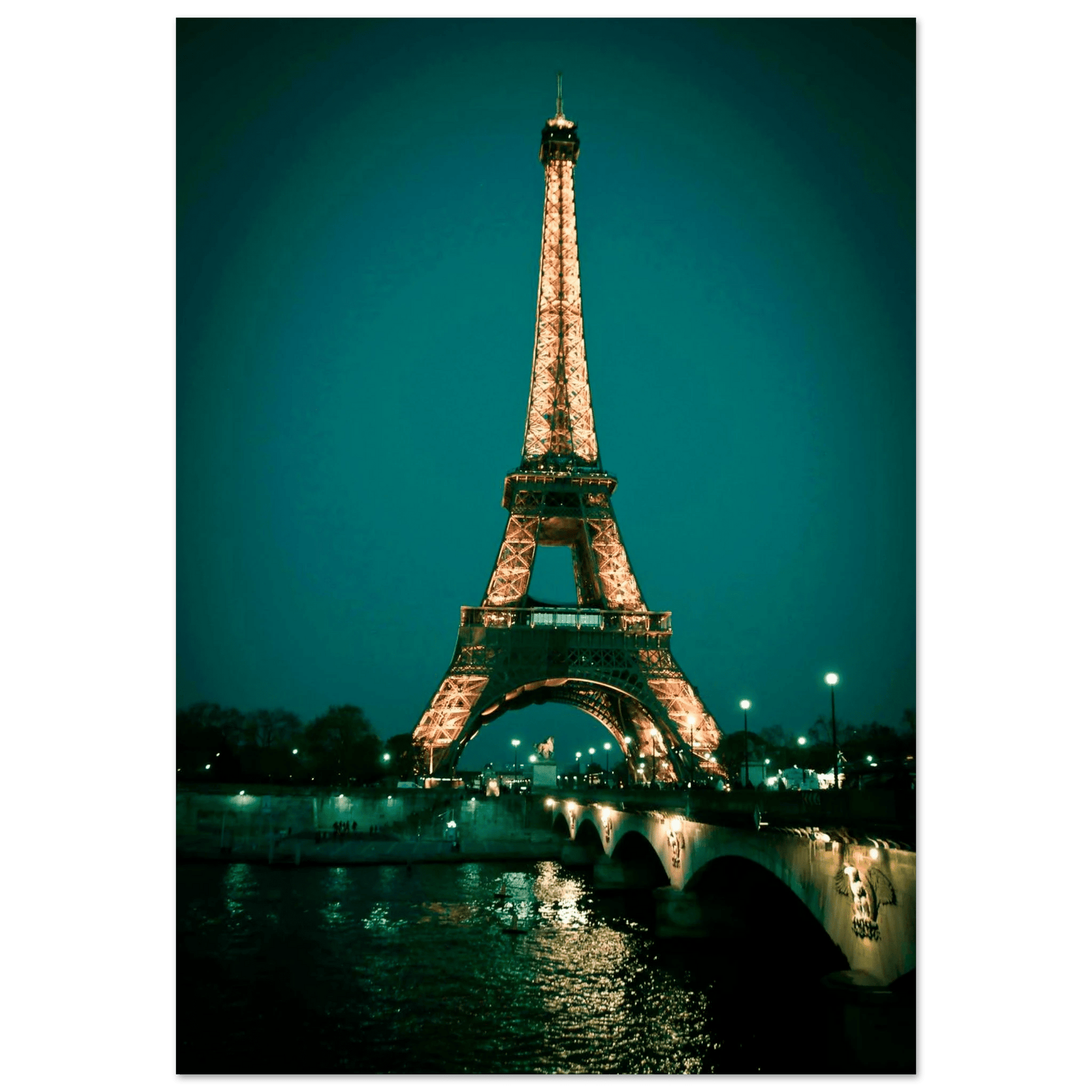 Paris Lights aluminum print, city night photography on brushed aluminum, 8x12 and 12x18 sizes