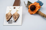 Inlay All Day jewelry bundle with Art Deco earrings and Drop Inlay necklace in Walnut, gift-ready packaging