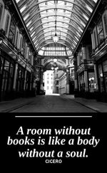 UV printed metal bookmark artwork, Leadenhall Market London photograph, paired with the Cicero quote A Room Without Books, by PRWMade