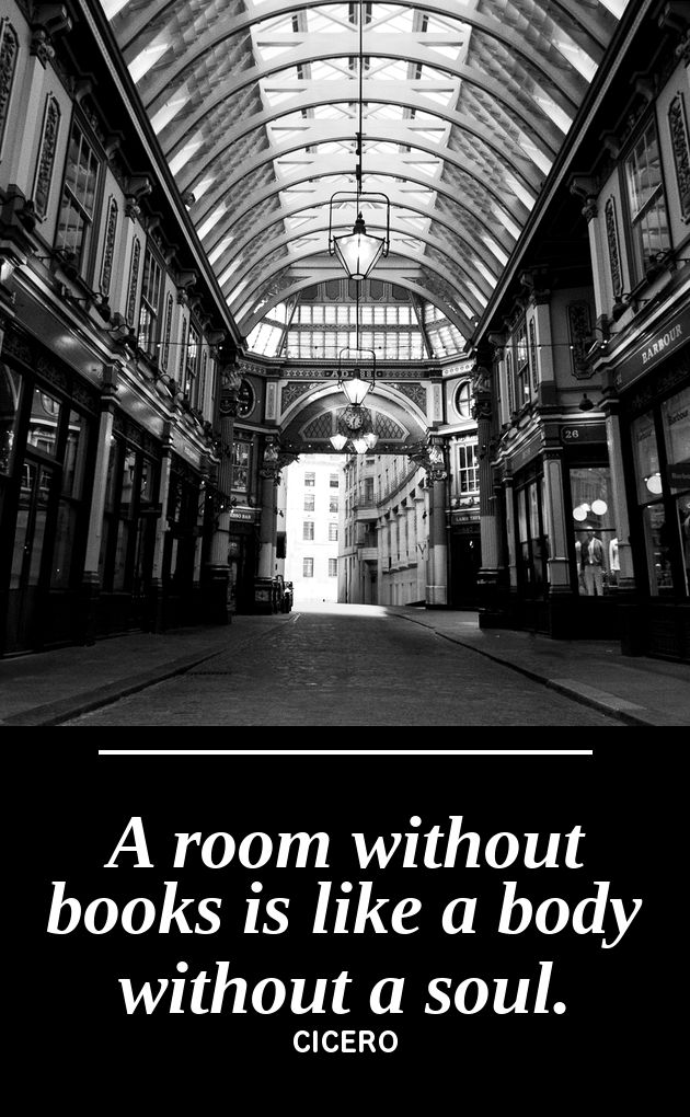 UV printed metal bookmark artwork, Leadenhall Market London photograph, paired with the Cicero quote A Room Without Books, by PRWMade