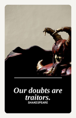 Metal bookmark, Our Doubts by Shakespeare, horned figurine photograph