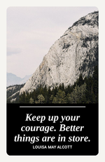 Metal bookmark, Keep Up Your Courage by Alcott, Banff mountain photograph