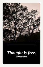Metal bookmark, Thought Is Free by Shakespeare, wind trees photograph