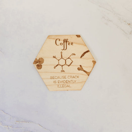 Wood sticker - Caffeinated - PRW Made - 